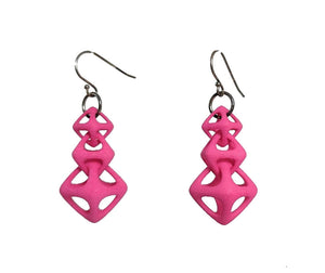 3D Printed Jewelry Geometric Linked Octohedron Earrings